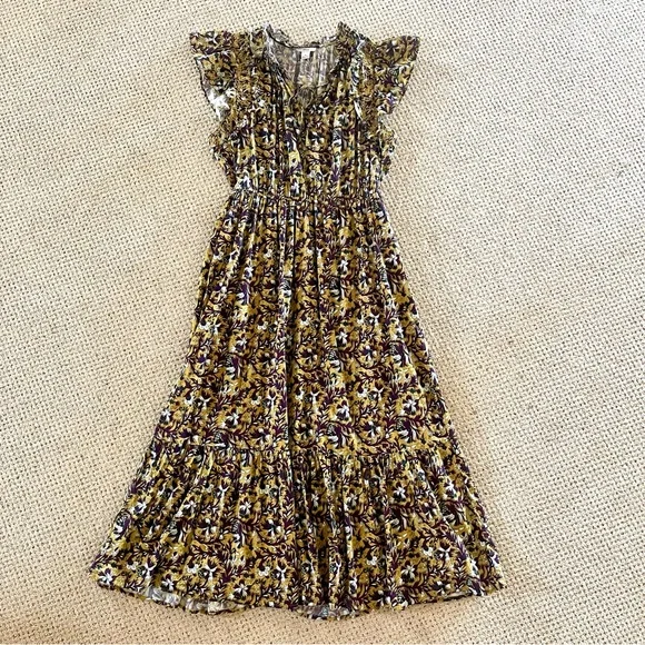 Anthropologie Othilia Aleksia Ruffled Maxi Dress Sz S Cottagecore Embroidered - Picture 1 of 15